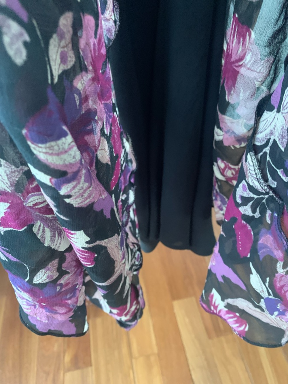 Papell Boutique Black Maxi Dress with Purple Floral Print - Picture 5 of 6